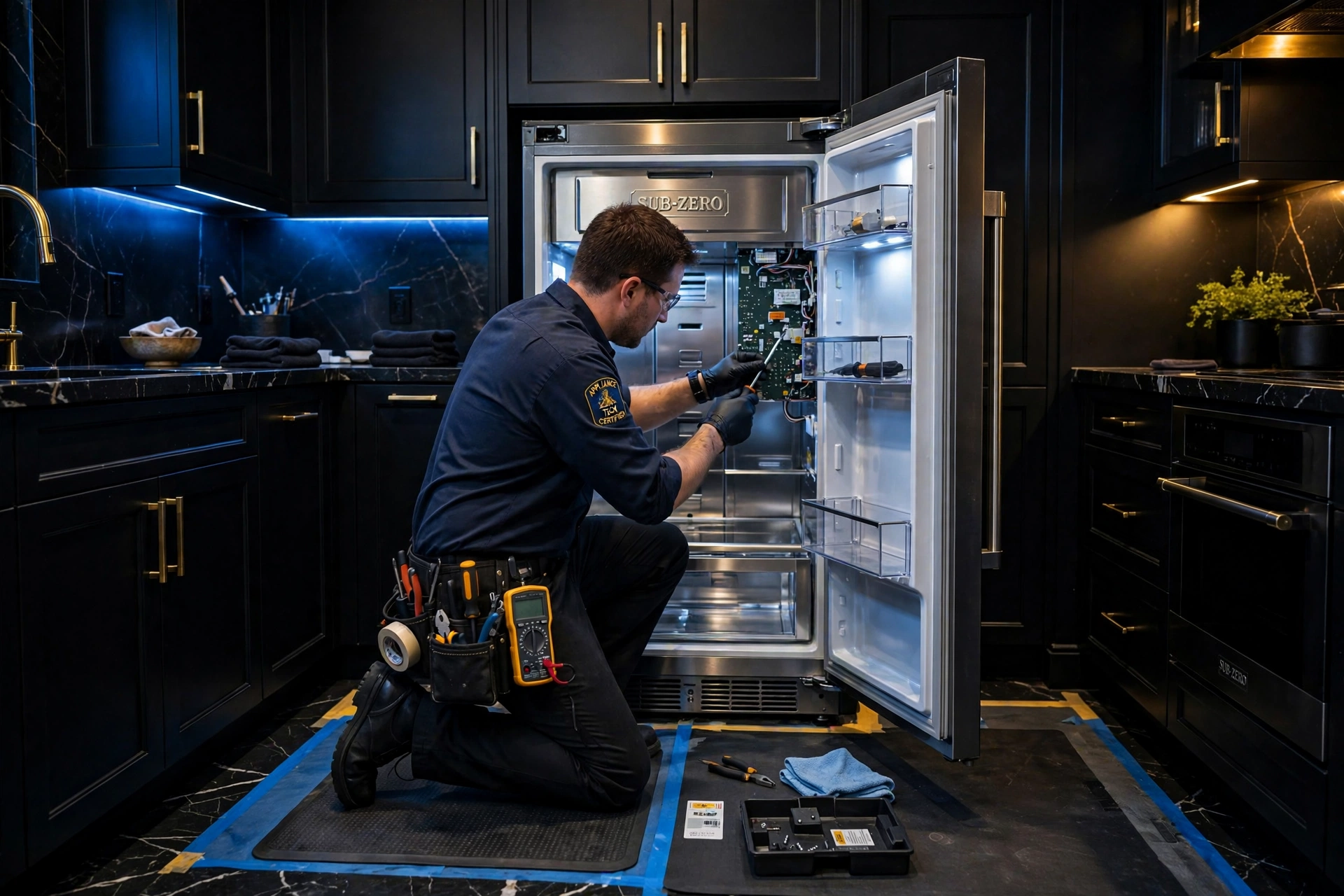 Technician repairing Sub-Zero